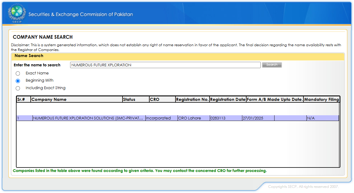 NFX Financial Academy SECP Registration Certificate
